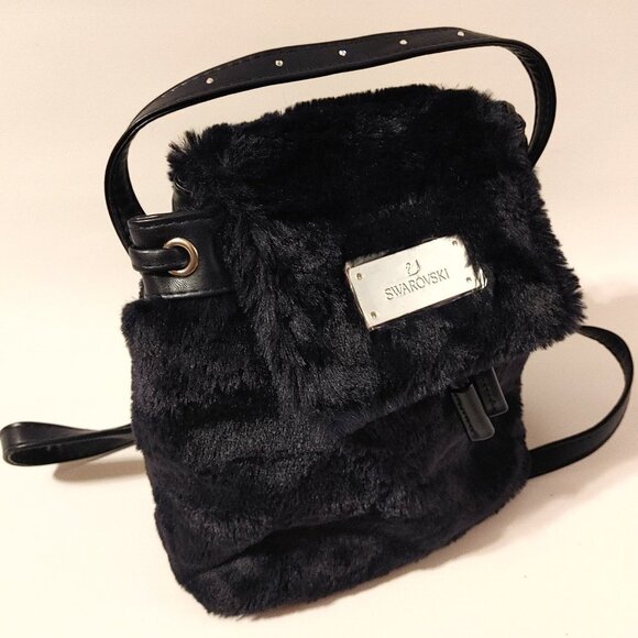 Limited Edition Swarovski Mini Backpack Blue Faux Fur - Never Used NEW Mini Bag - Picture 2 of 9